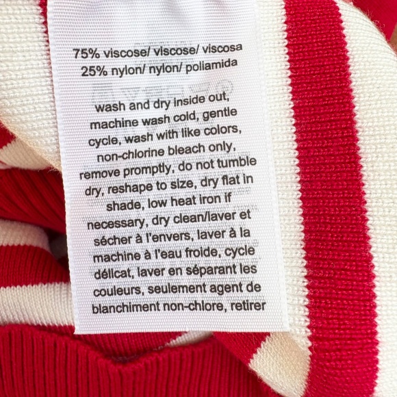 Tommy Hilfiger Striped Cap-Sleeve Sweater Womens Size L Red/White - Picture 7 of 7